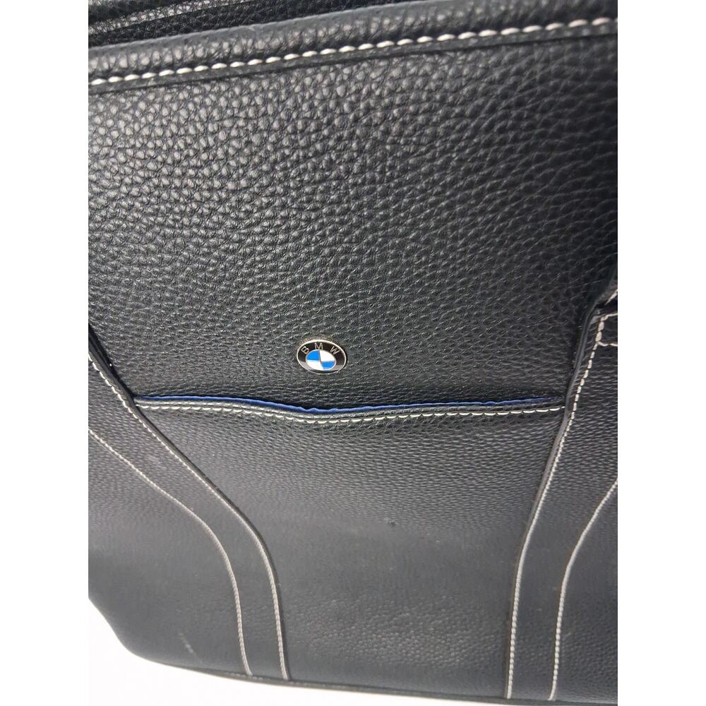 BMW Black Pebbled Genuine Leather Tote Bag - Ladies Top Handle Work & Laptop Bag - Picture 5 of 14
